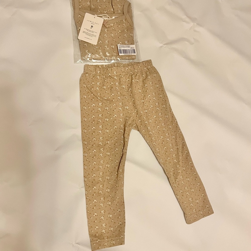Cotton organic singlet color bloom lulu floral with matching leggings